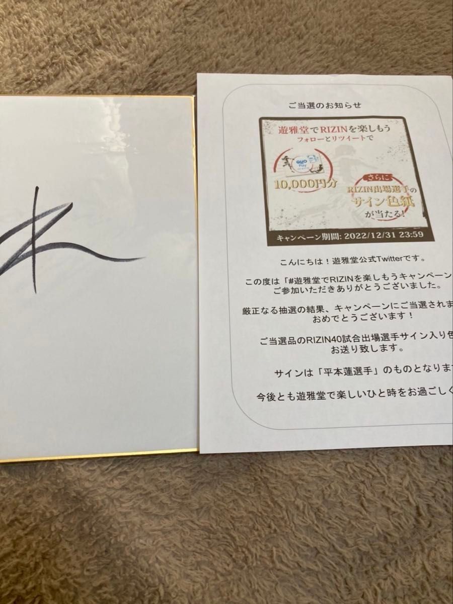 平本蓮 直筆サイン RIZIN 格闘家 本物｜Yahoo!フリマ（旧PayPayフリマ）