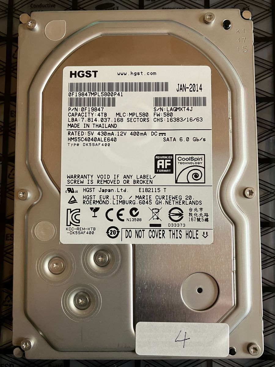 同梱値引対象】[4] HGST 3 5インチ HDD 4TB HMS5C4040ALE640 日立