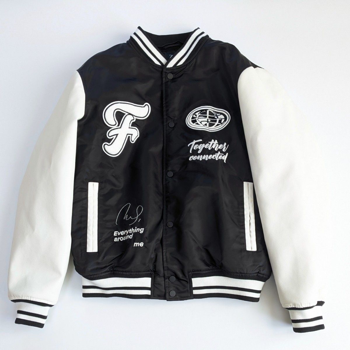 ZARA ザラ スタジャン L 2way フード取り外し可能 ブルゾン 黒 白