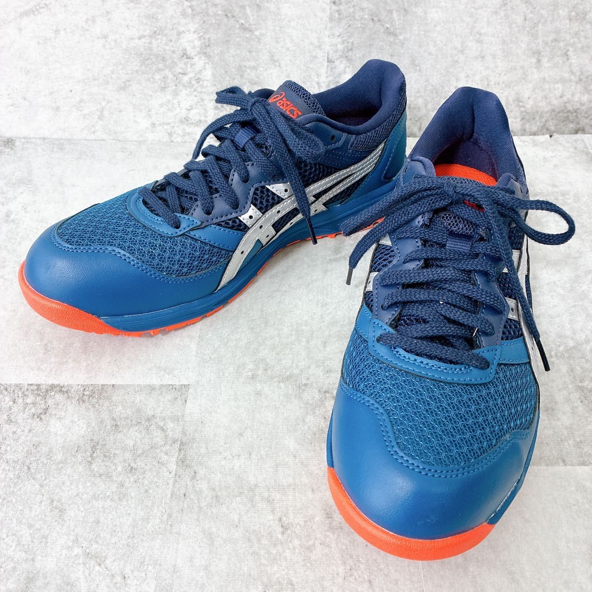 極美品 Asics 安全靴 ウィンジョブ ネイビー/オレンジ アシックス