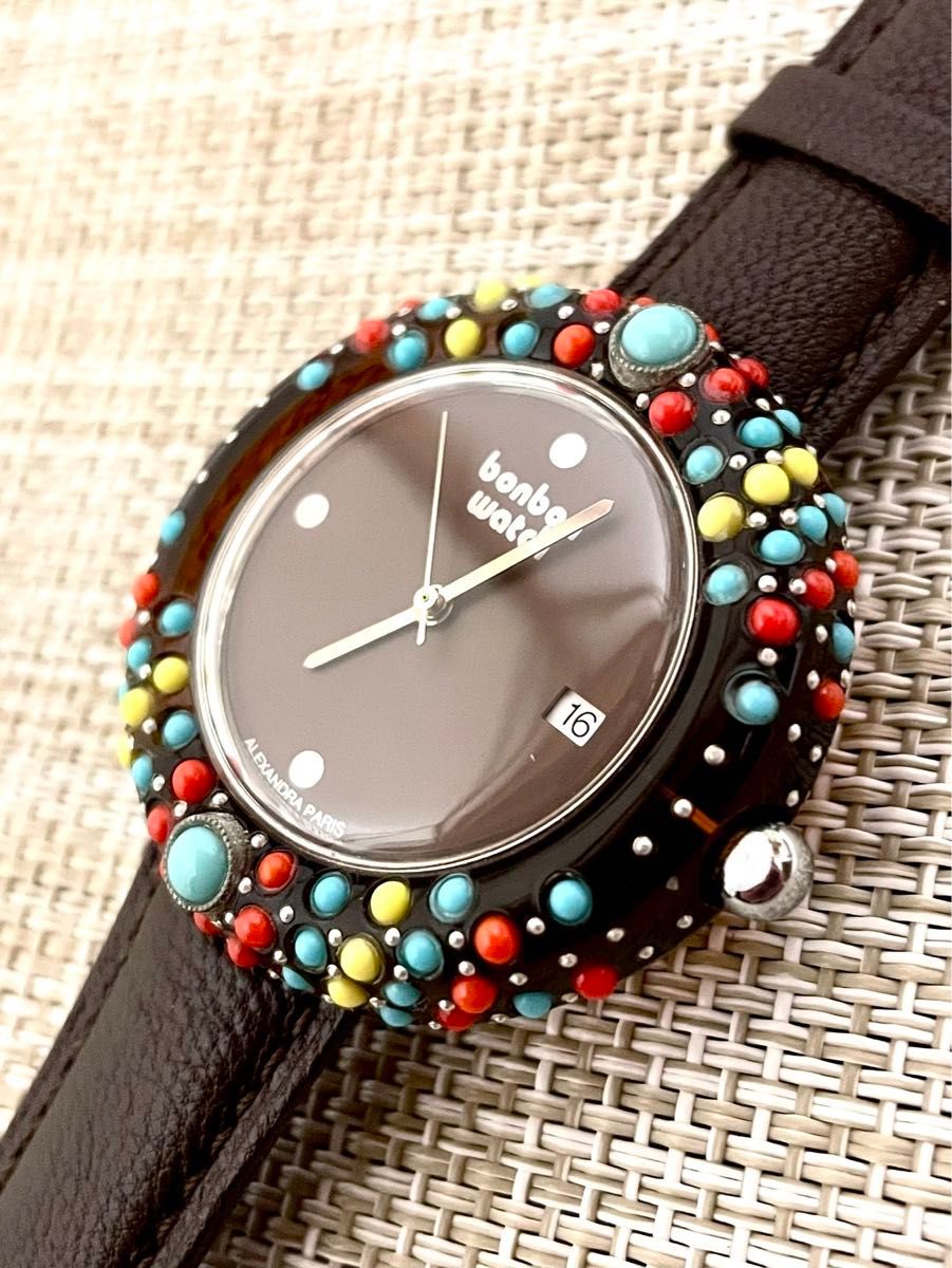 中古美品/稼働]ボンボンウォッチ bonbon watch/フランス製/ターコイズ