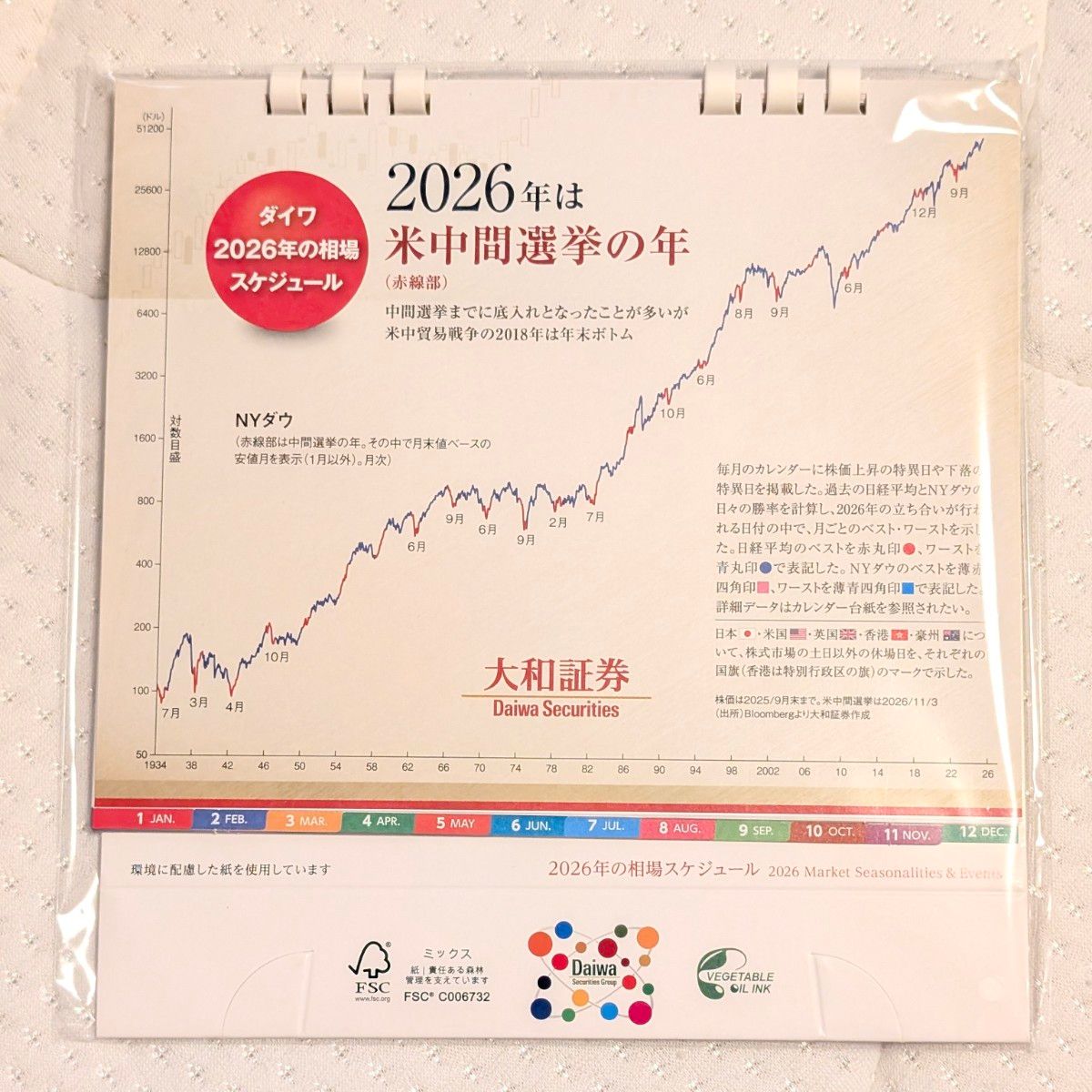 新品・未開封】2026年 大和証券 卓上カレンダー 相場スケジュール 相場