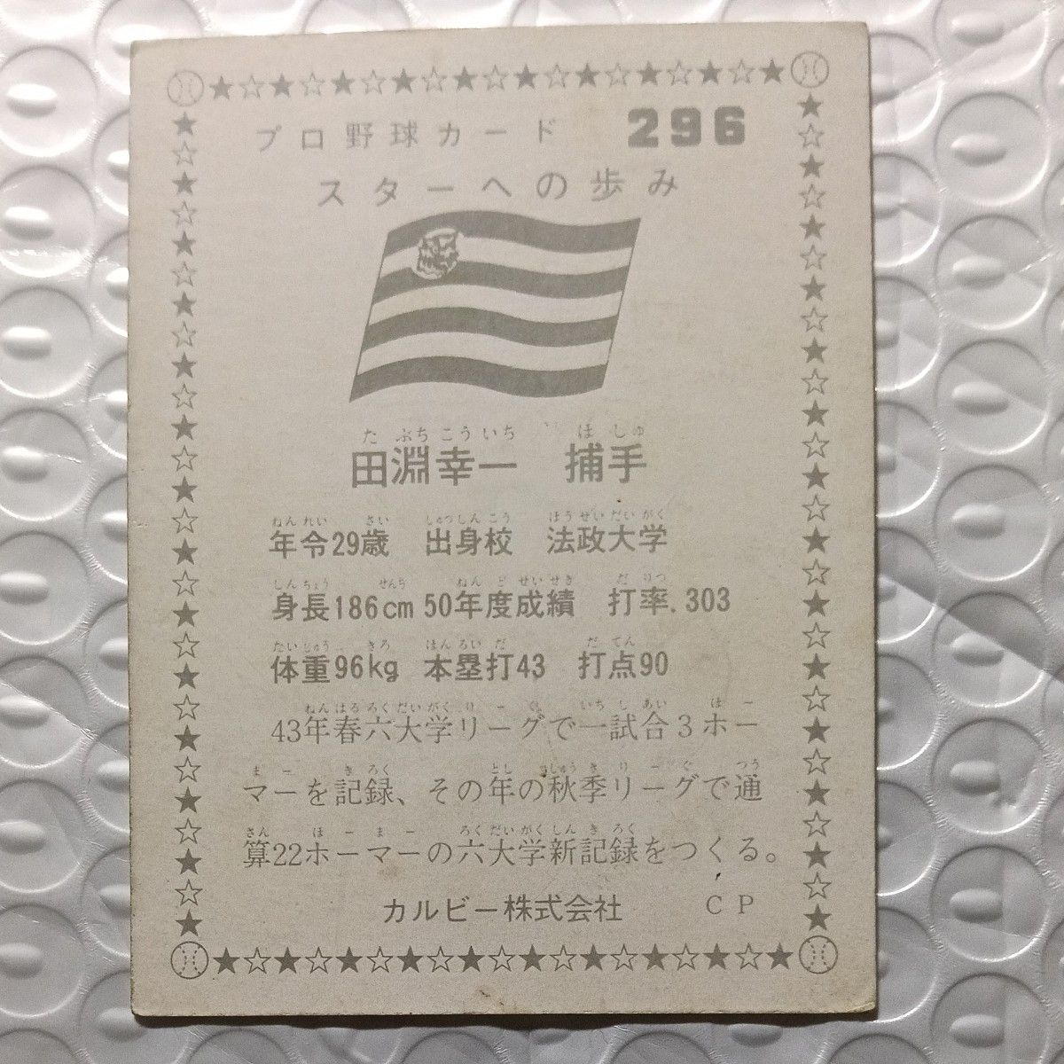 カルビー プロ野球カード 田淵幸一 阪神タイガース スターへの歩み