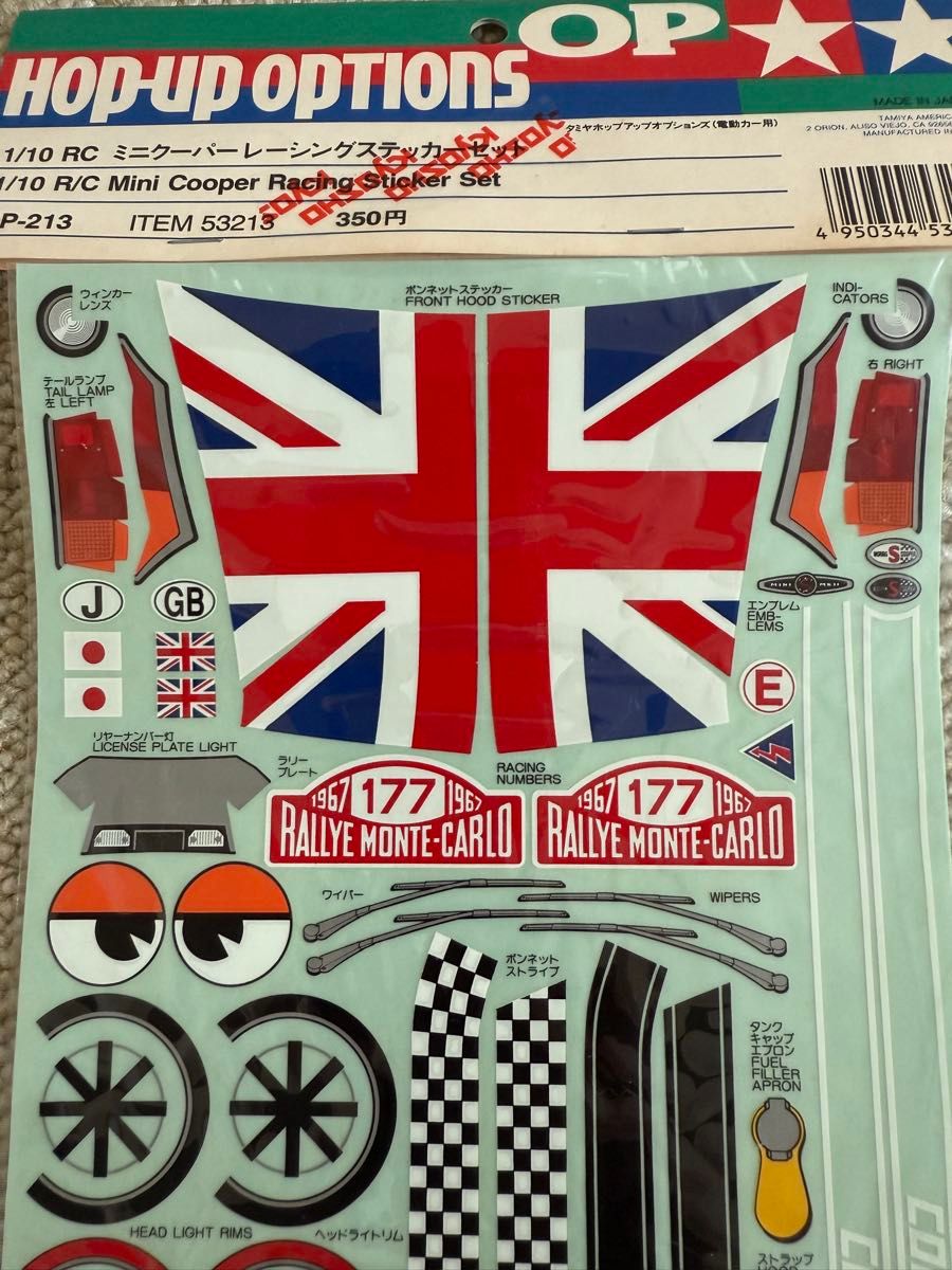 激レア品 新品 タミヤ 1/10 RC ミニクーパーレーシングステッカー