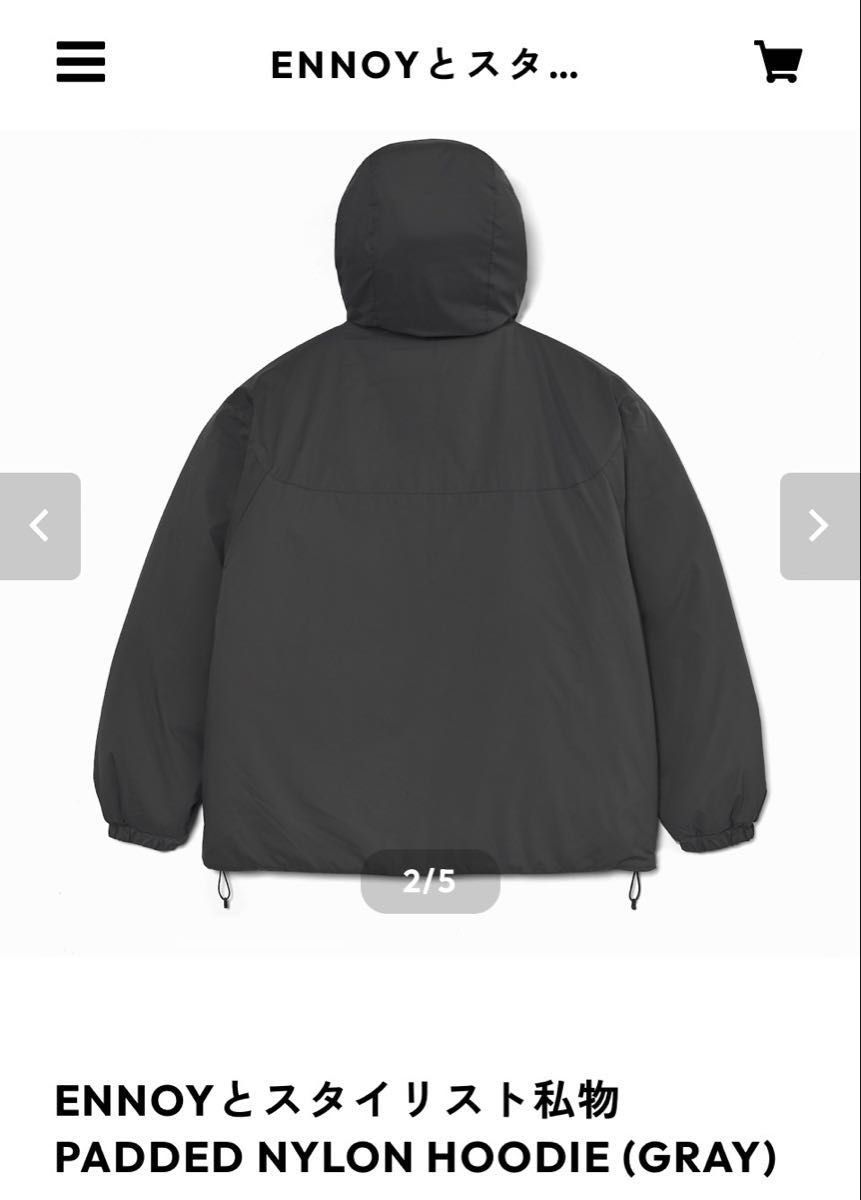 2026 ennoy PADDED NYLON HOODIE (GRAY) エンノイXL スタイリスト私物