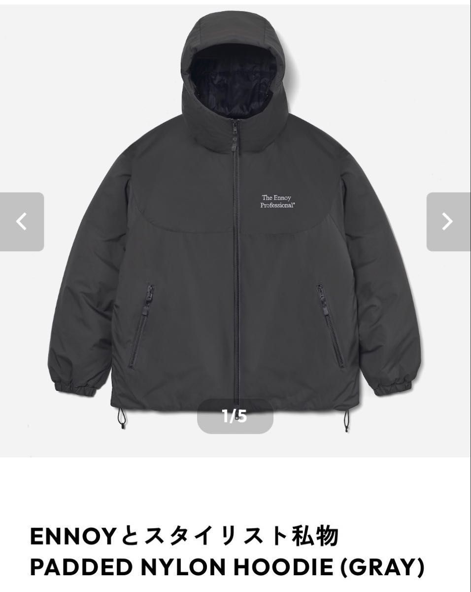 2026 ennoy PADDED NYLON HOODIE (GRAY) エンノイXL スタイリスト私物
