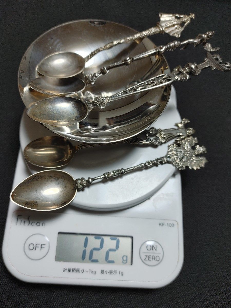 純銀 SILVER 800 銀製 銀盃 銀杯 スーベニア スプーン 6点 全て刻印