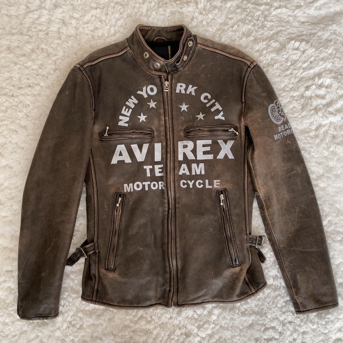 AVIREX レザー ジャケット シングルライダース ヴィンテージ加工 M