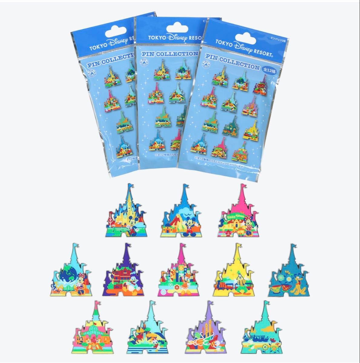 ピンバッジ シンデレラ城 3セット ランダム封入 ファンダーランド