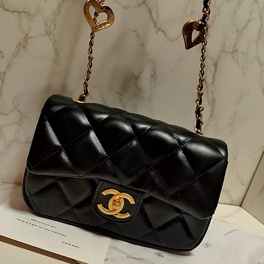 シャネル ショルダーバッグ ノベルティ ハートチェーン 黒｜Yahoo