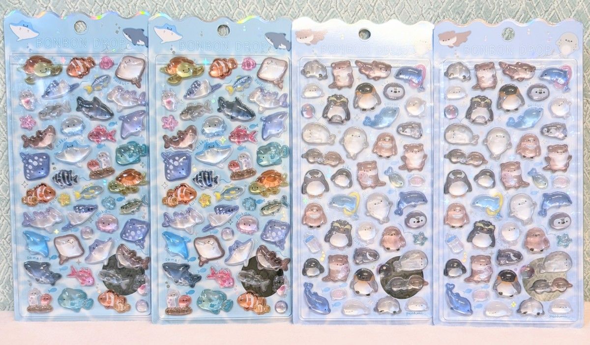 水族館限定 4枚セット ボンボンドロップシール 限定品】ボンボン