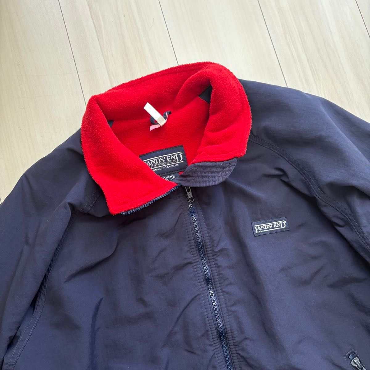 90s LANDS' END スコールジャケット USA製 ネイビー×レッド L相当