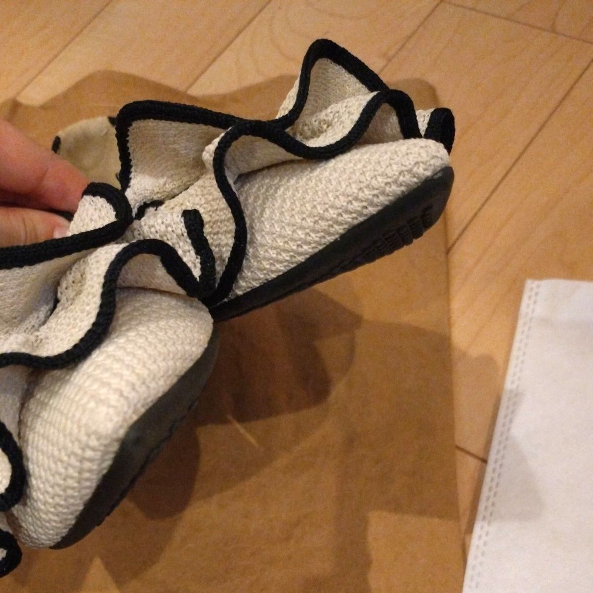 Offen pointed-FRIN フラットシューズ ベージュ フリル オッフェン 38