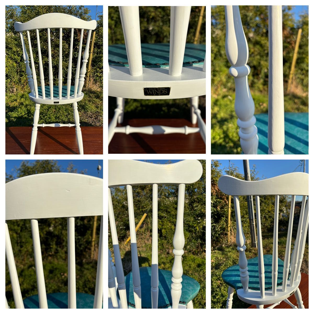 飛騨家具 WINDS太平 白いダイニングチェア① ウィンザーチェア 鋲打ち