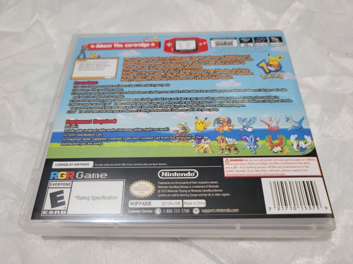 ポケモン 10周年アニバーサリー ゲームボーイ アドバンス 北米版（USA