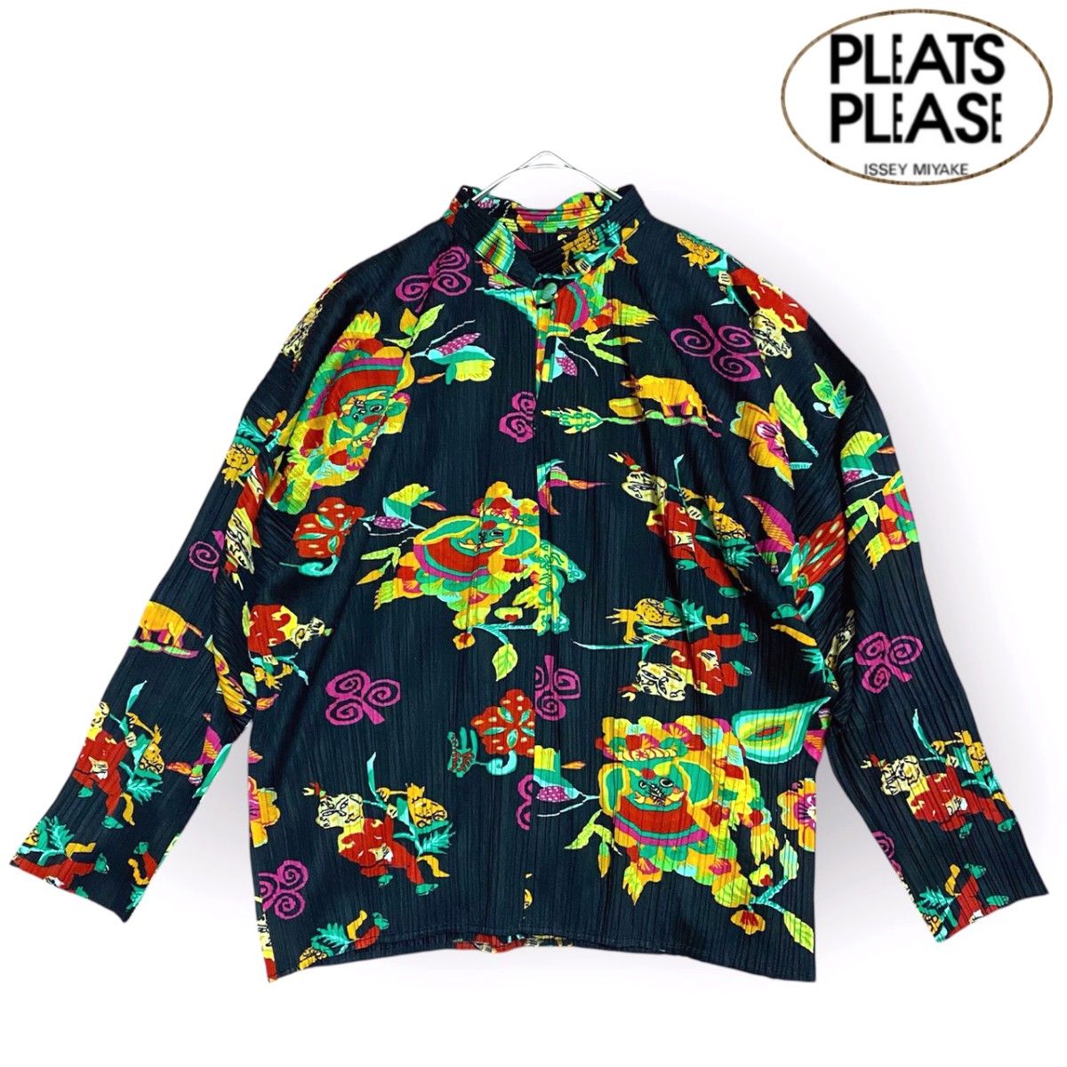 プリーツプリーズPLEATS PLEASE ISSEY MIYAKE チャイナ柄 希少シャツ