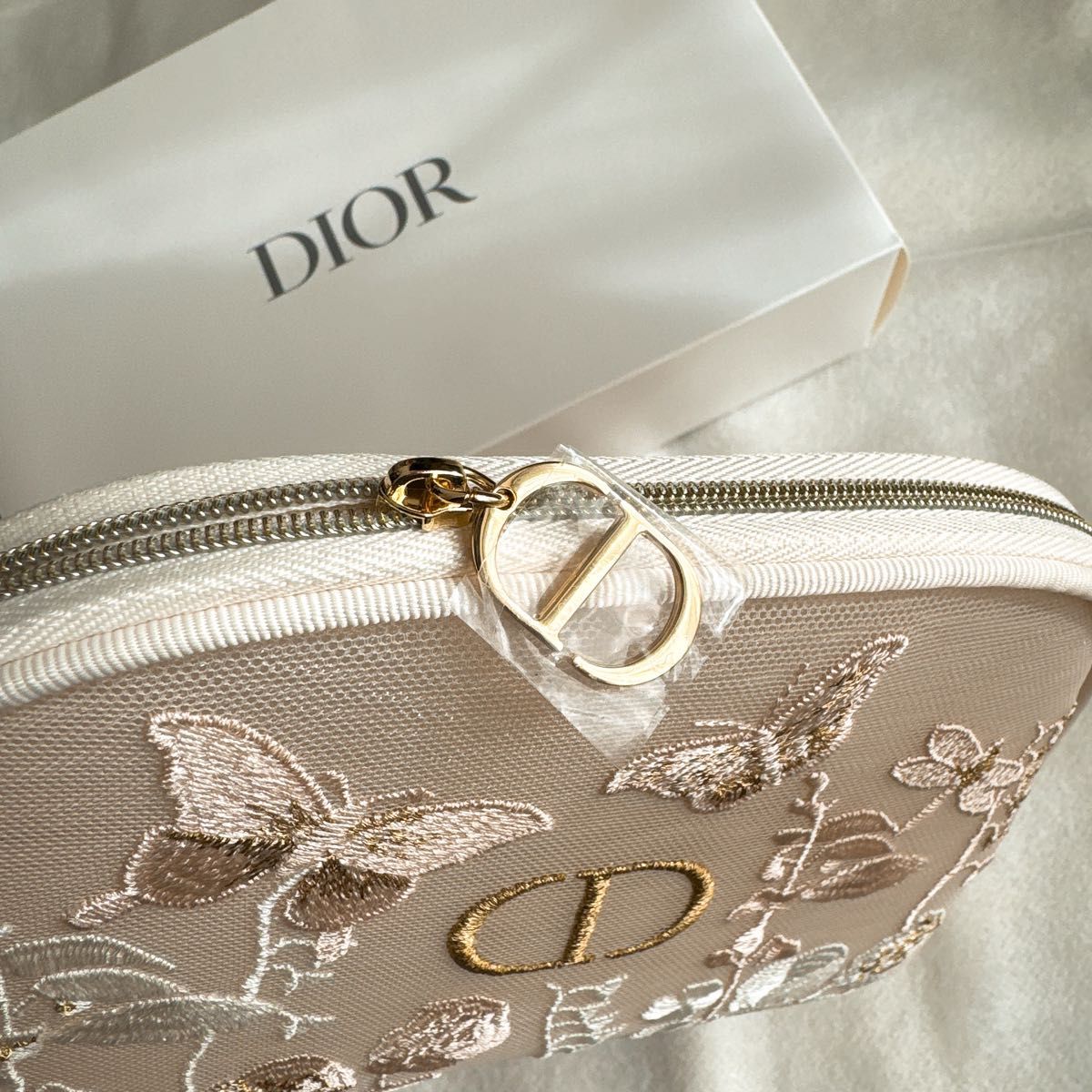 未使用】 Dior ディオール ノベルティ メッシュ 刺繍ポーチマザーズ
