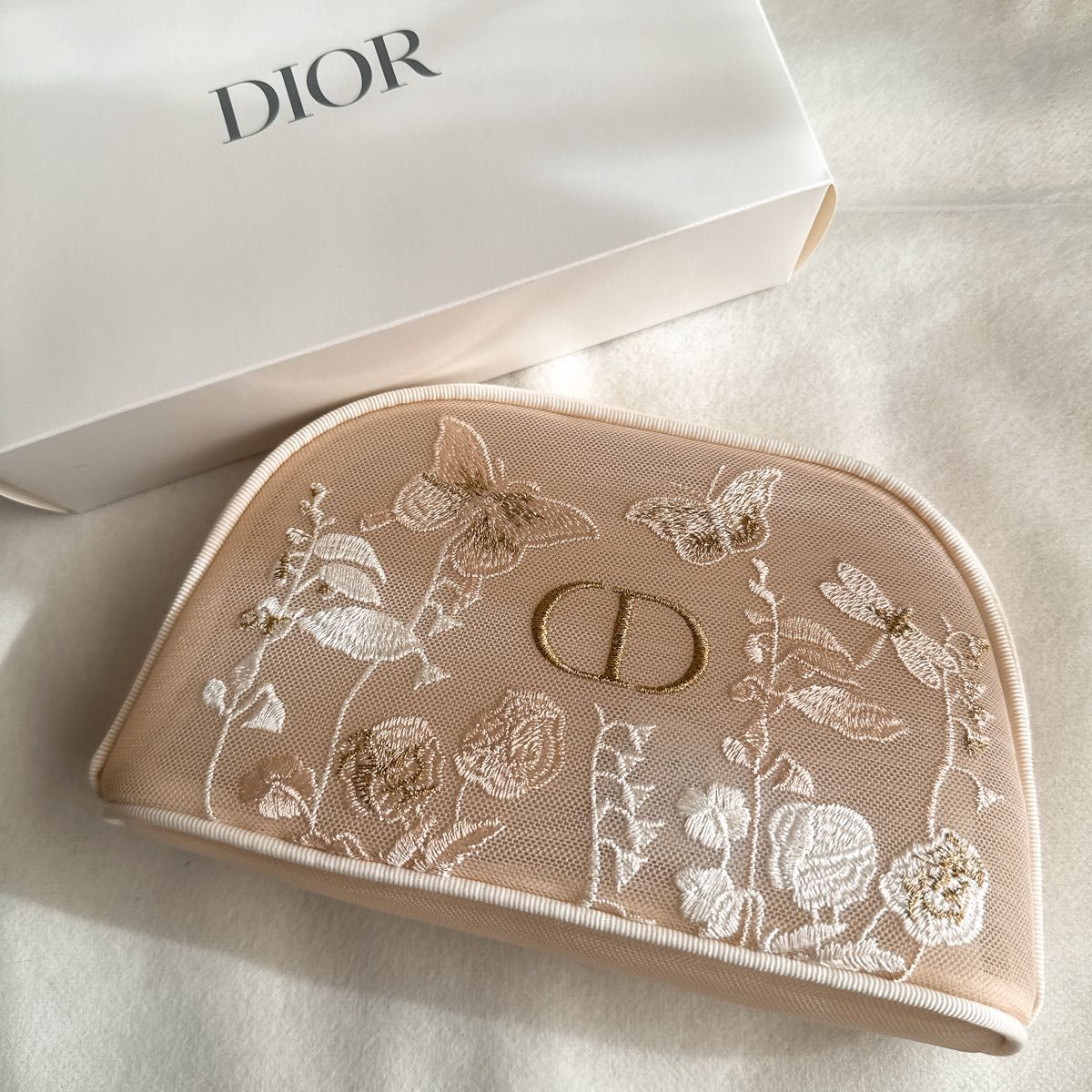 未使用】 Dior ディオール ノベルティ メッシュ 刺繍ポーチマザーズ
