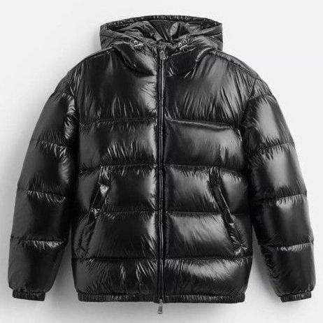 ZARA ブラック ダウンジャケット 光沢 パフ Y2K 短丈 ボックス