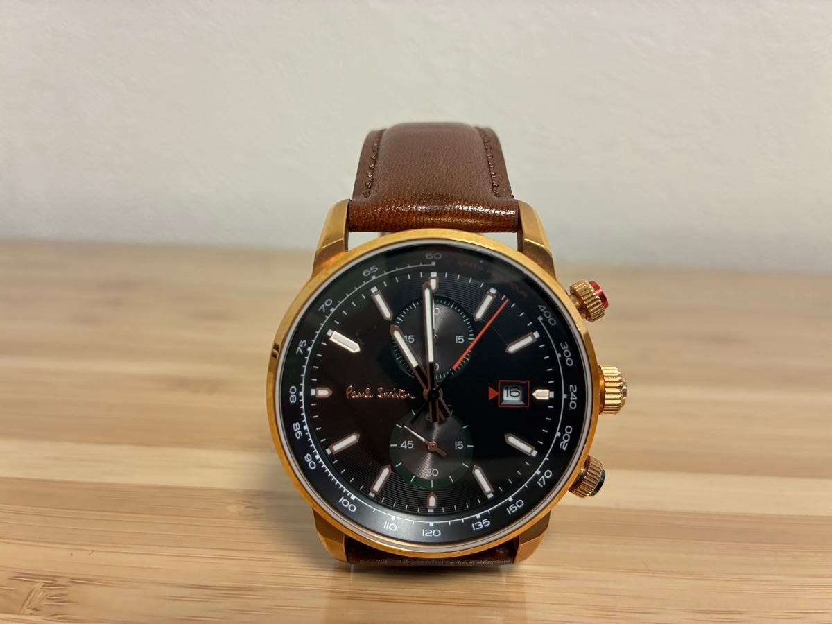 極美品 Paul Smith ポールスミス 腕時計 クロノグラフ ゴールド