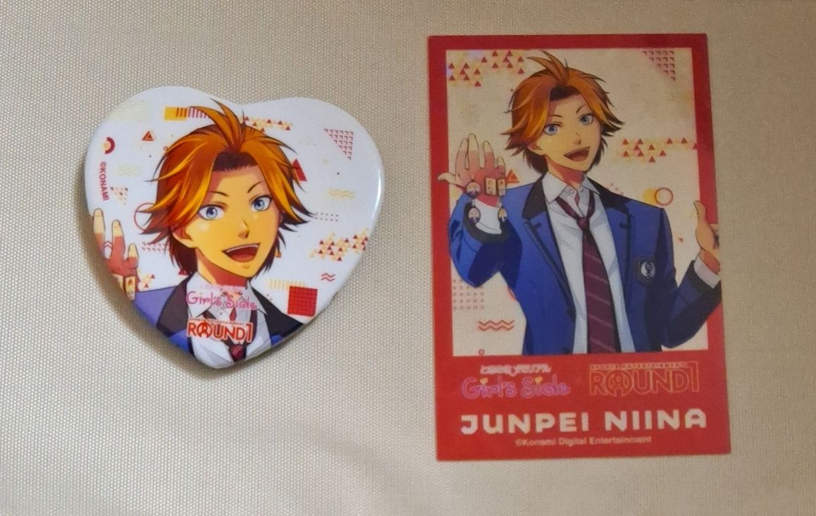 新品・ときメモgs ラウンドワンコラボ ハート缶バッジ ホログラム