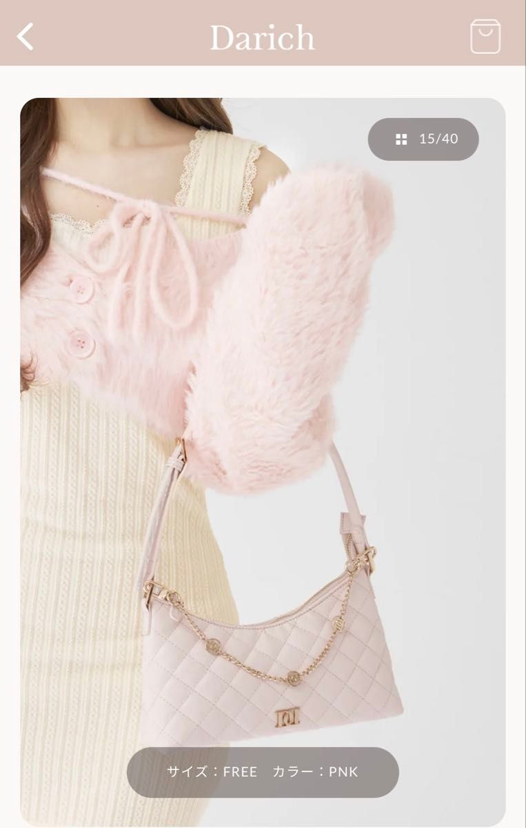 早い者勝ち 新品 Darich キルティングチェーンハンドミニバッグ ピンク
