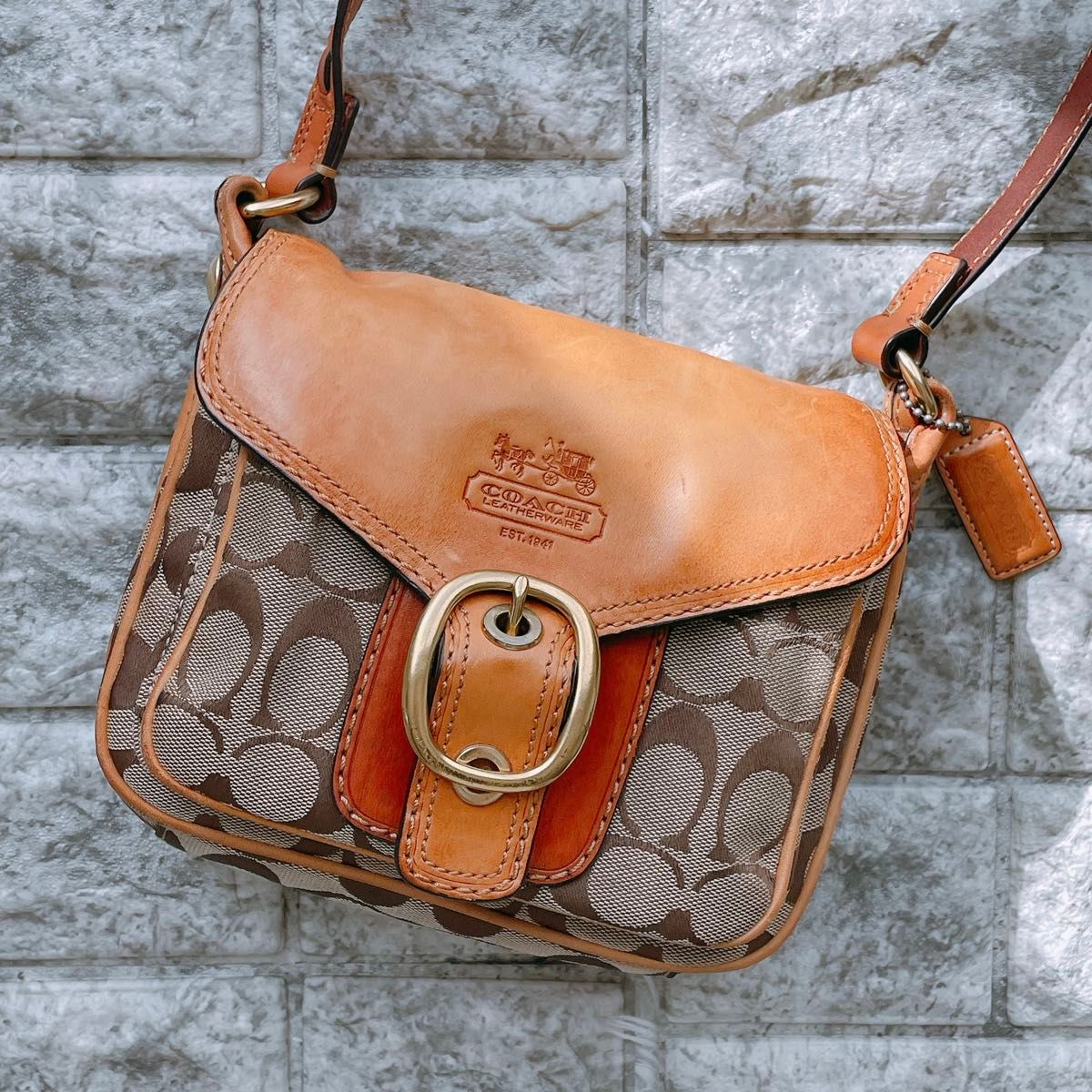 良品】COACH コーチ ブリーカー ショルダーバッグ キャンバス×レザー