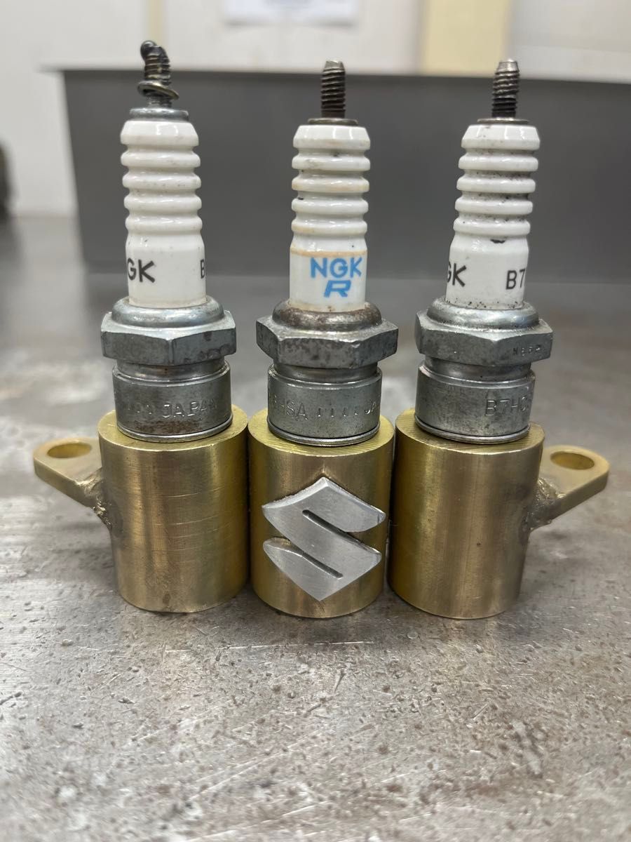 gt380 プラグホルダー 真鍮製 Sマーク付き 旧車 gt550 gt750 kh250 350