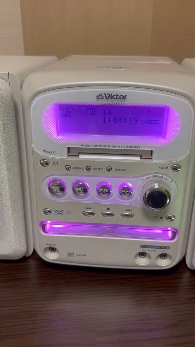 極美品】Victor CA-UXQX1-W CD MD カセットFM ミニコンポ 動作良好