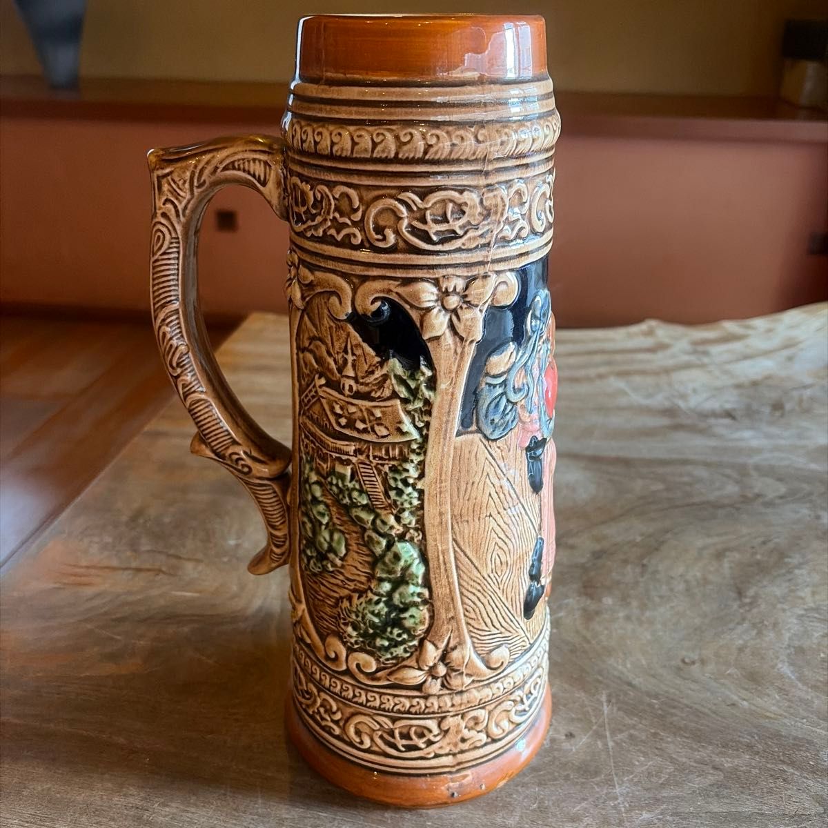 アンティーク 銅ブロンズ 耐熱グラスジョッキ 昭和 ビール グラス