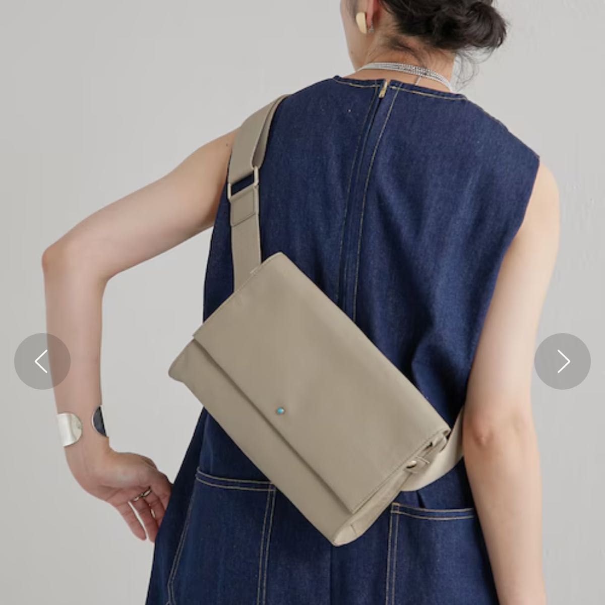 イアパピヨネ ワイドテープ ショルダーバッグ ボディバッグ ターコイズ