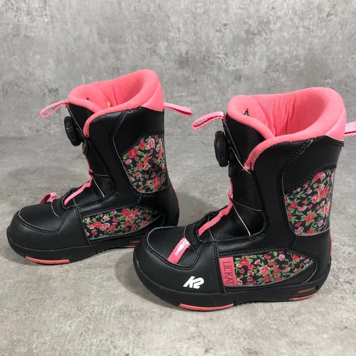 美品 BOA K2 LIL KAT 18 5cm スノーボード ブーツ ブラック ピンク 花