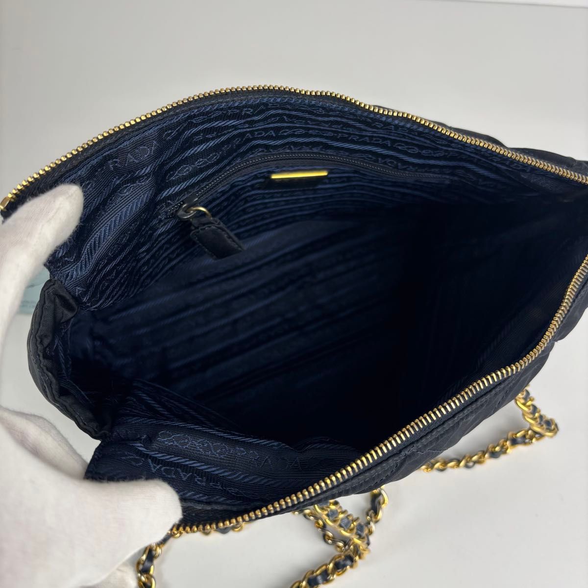 美品 PRADA プラダ チェーン キルティング ショルダーバッグ トート