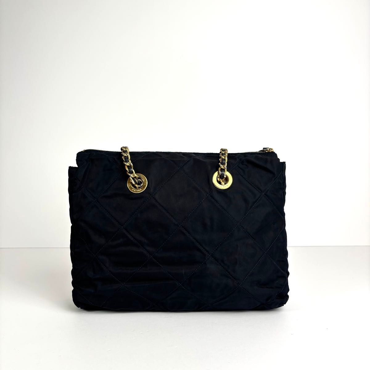 美品 PRADA プラダ チェーン キルティング ショルダーバッグ トート