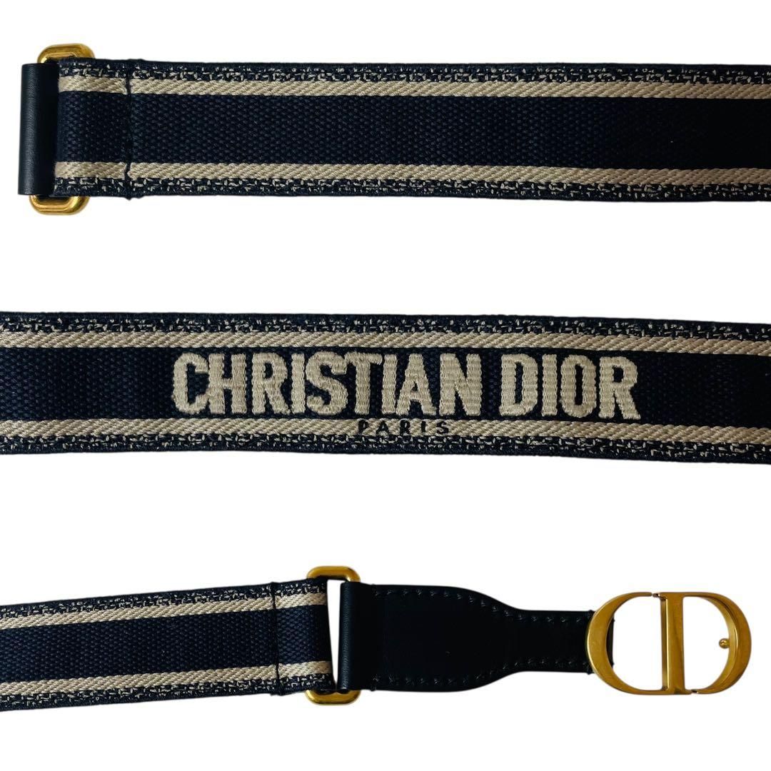 クリスチャン・ディオール エンブロイダリー ベルト ネイビー 75 CD