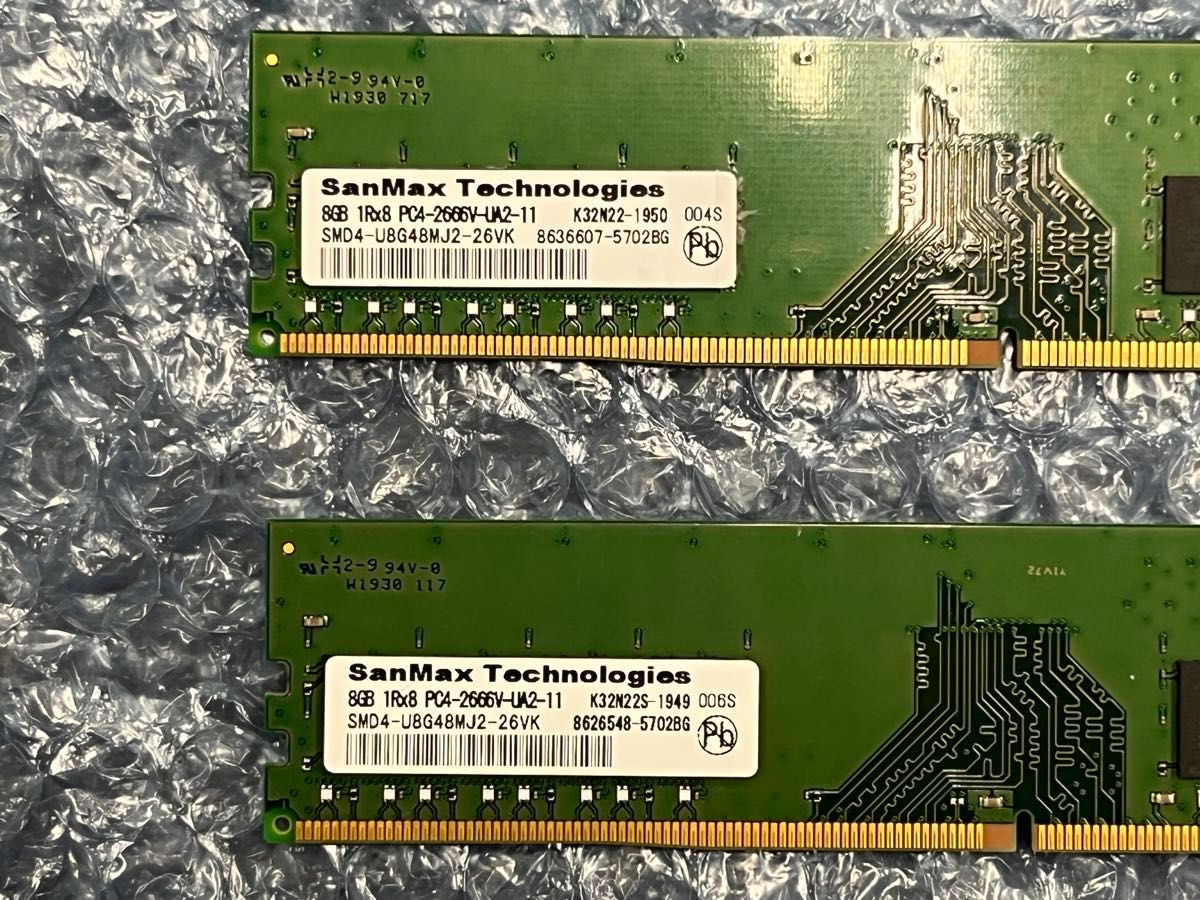 SanMax DDR4-2666 8GB 2枚 合計16GB RAM DDR4｜Yahoo!フリマ（旧PayPay