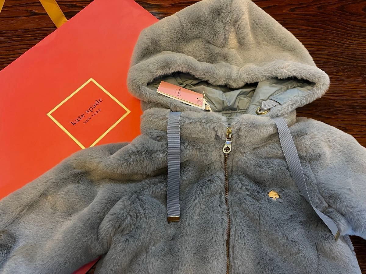 新品 ケイトスペード フェイクファーパーカー フード アウター コート