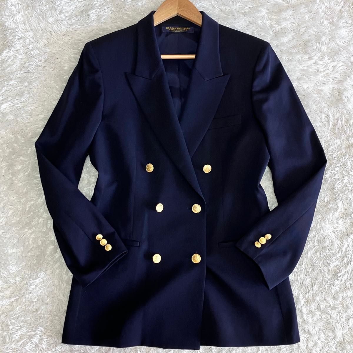 極美品 ブルックスブラザーズ ダブルブレスト ブレザー 紺ブレ 金