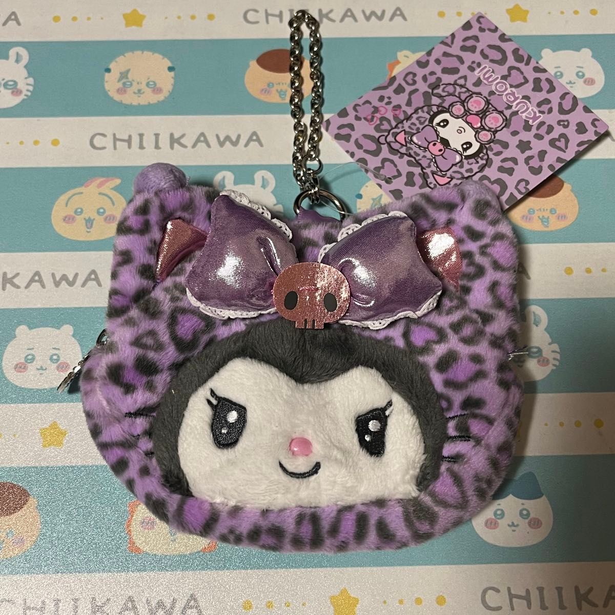 クロミ ギャルネコ サンリオ フェイス形ポーチ ヒョウ柄 ポーチ