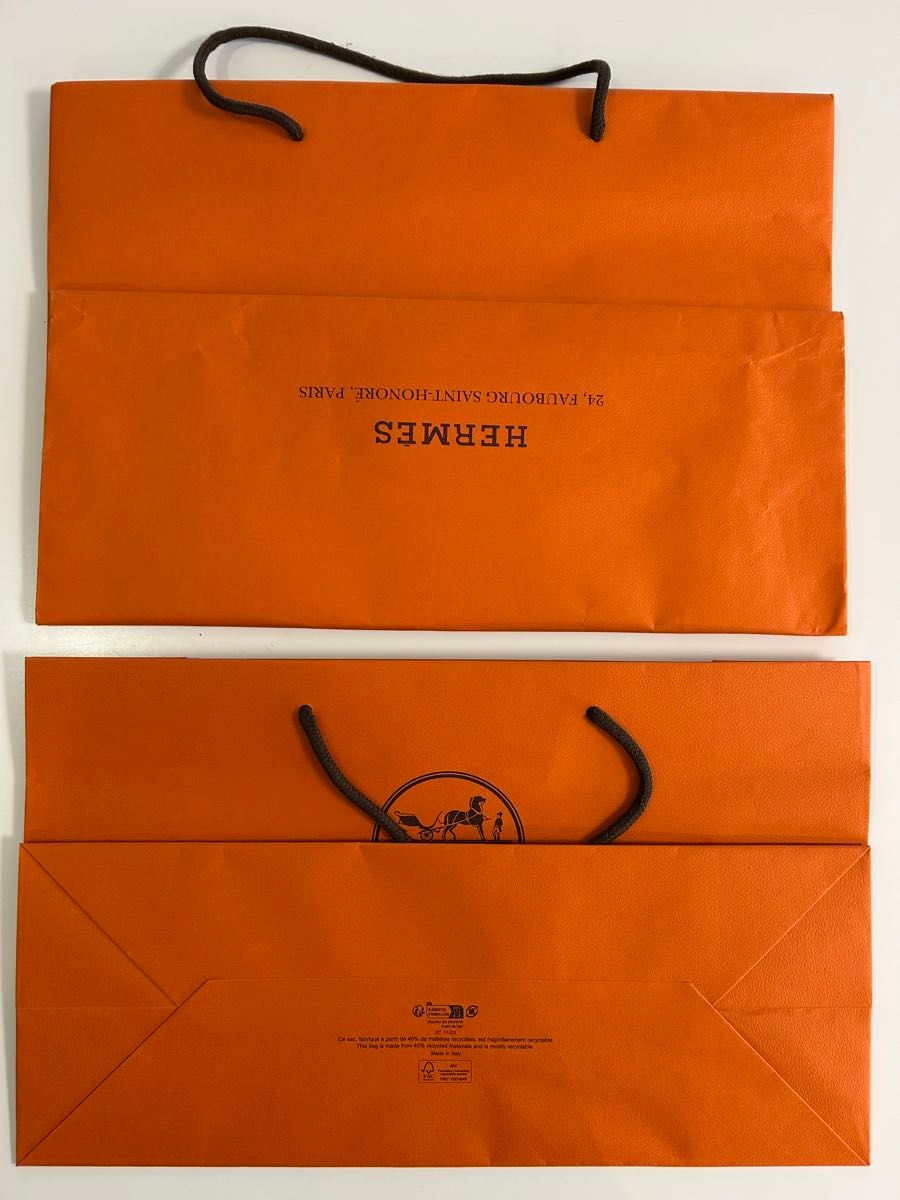 エルメス袋ショッパーまとめ ブランド紙袋 オレンジ ショップ袋 中