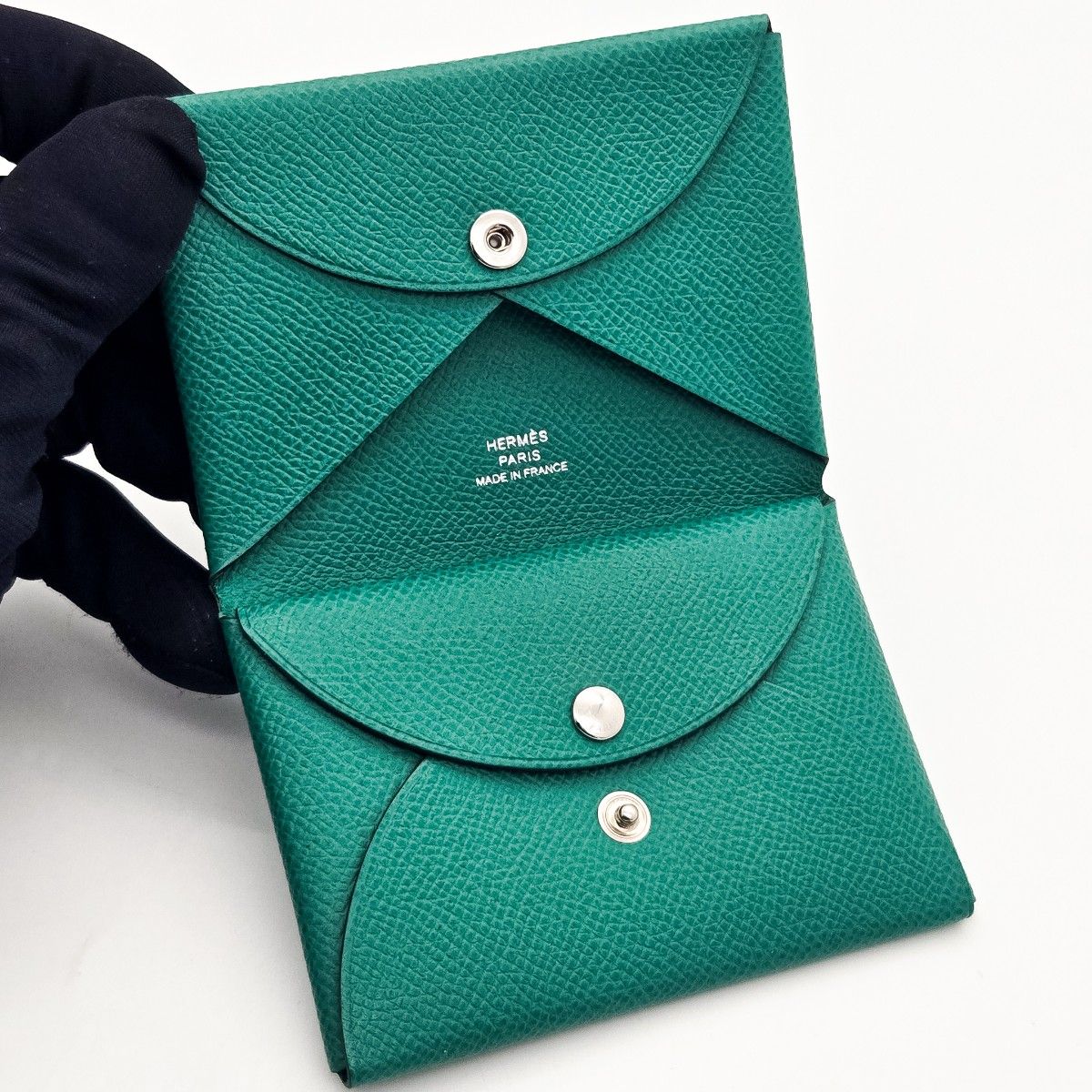 2022年製] エルメス カードケース U カルヴィ デュオ グリーン A21