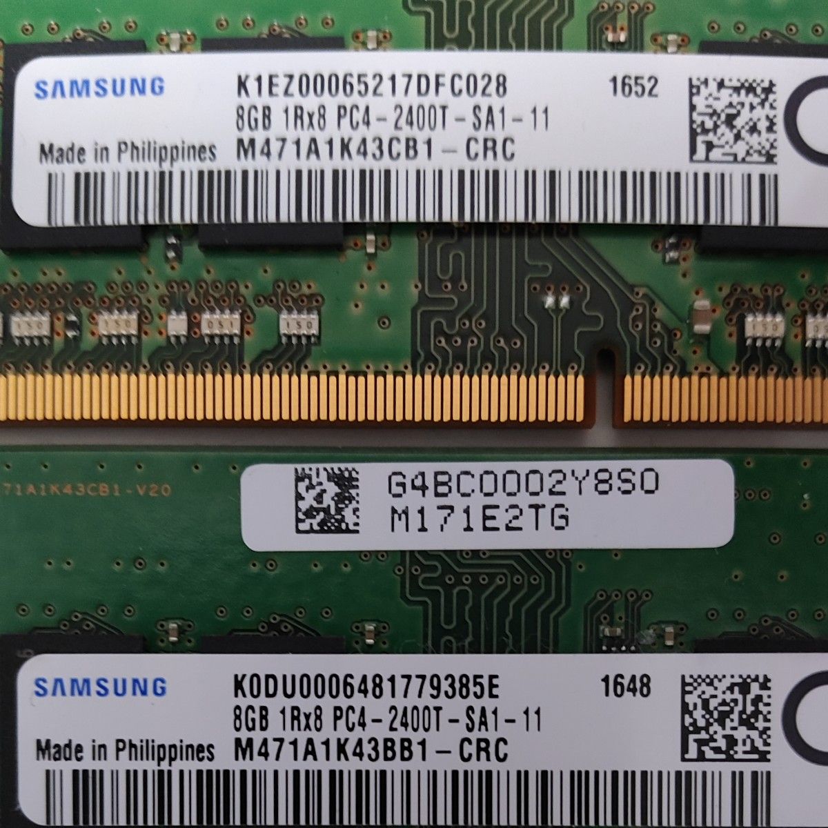 SAMSUNG ノートPC用メモリ8GB 1Rx8 PC4-2400T2枚セット SAMSUNG ノート