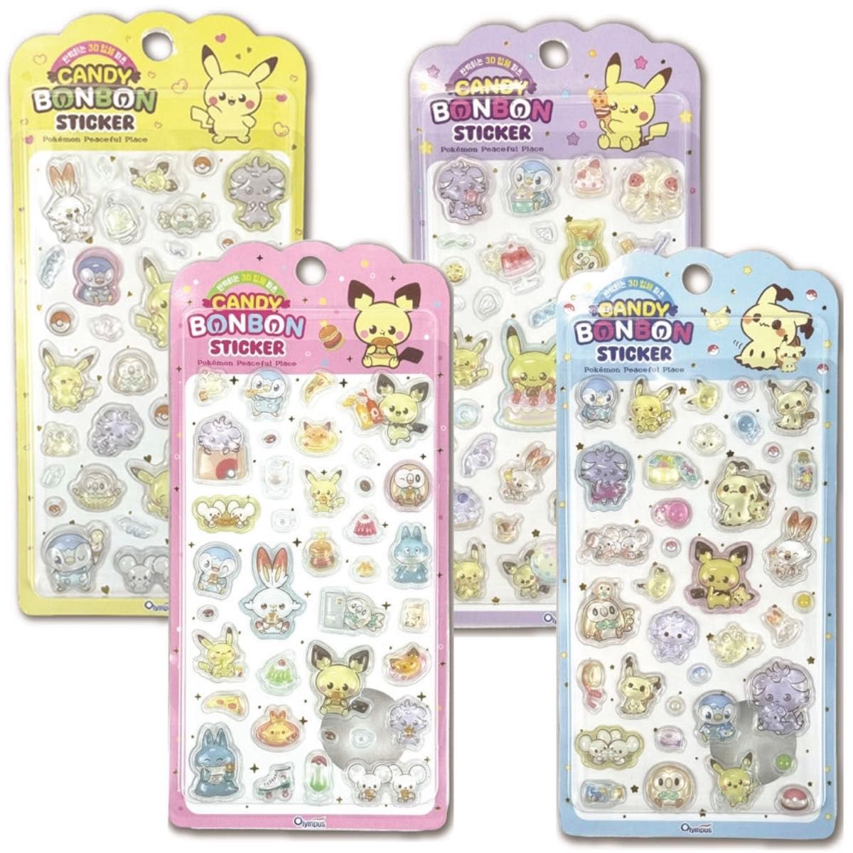 海外限定】正規品 ポケピース ポケモン ボンボンドロップ風 3Dシール 4