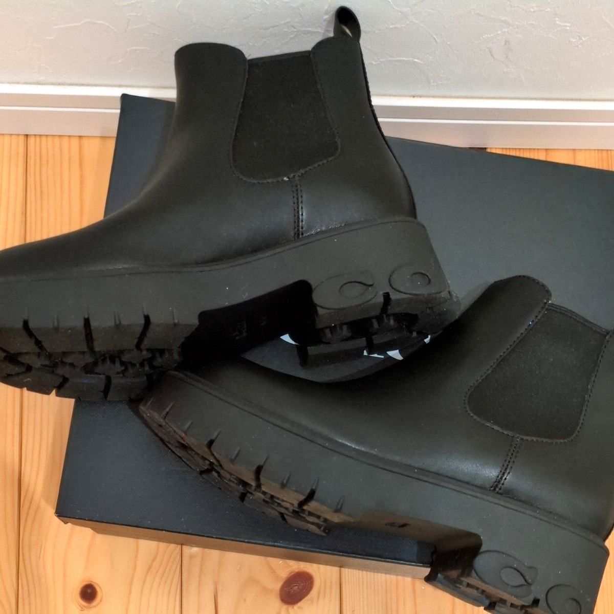 極美品】COACH コーチ サイドゴアブーツ ショートブーツ ブラック 厚底