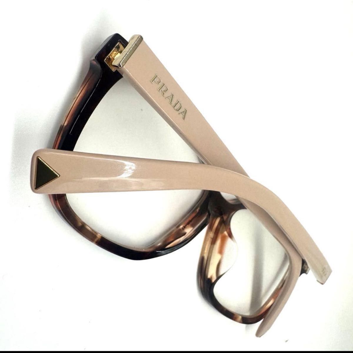 美品PRADAプラダ ハバナ×ベージュべっ甲 眼鏡メガネ ケース付き 男女