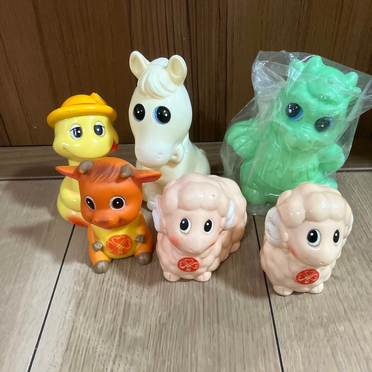 ノベルティ 昭和レトロ JAバンク 貯金箱 干支 ソフビ 6点まとめ売り 龍