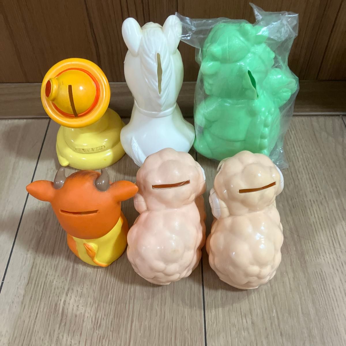 ノベルティ 昭和レトロ JAバンク 貯金箱 干支 ソフビ 6点まとめ売り 龍
