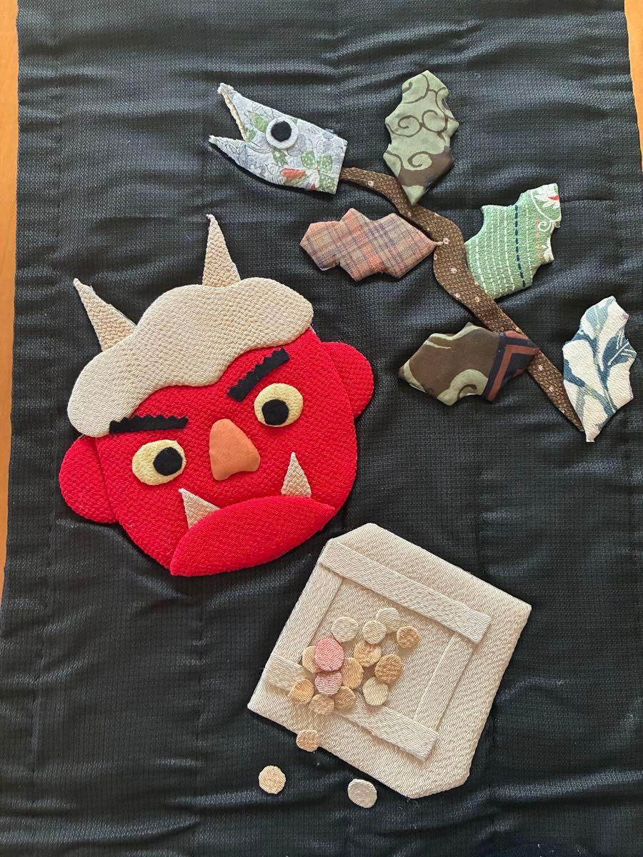 ちりめん細工 タペストリー 押し絵 節分 豆まき 鬼 おたふく｜Yahoo