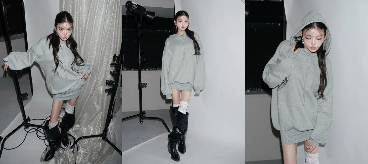 ダーリッチ darich カラーラメスウェットミニワンピース ホワイト FL