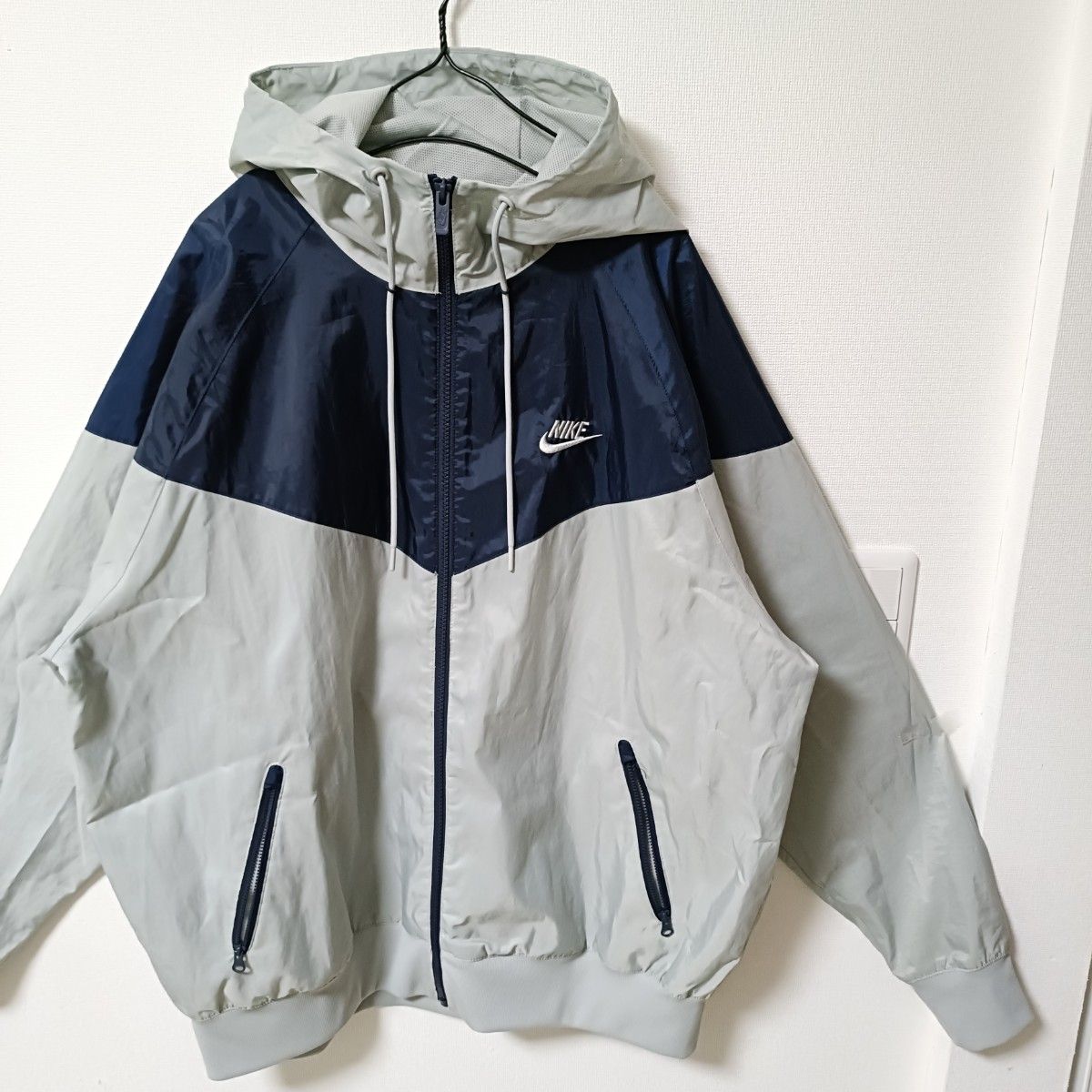 ウィンドライナー NIKE 灰紺 フーデッド ナイロンジャケット メンズXL